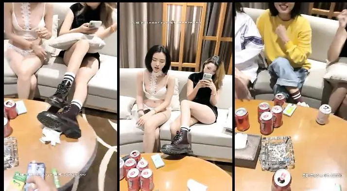 一男三女劃拳賭脫衣服脫的差不多然後3P